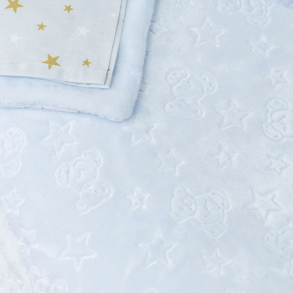Fleece Κουβέρτα Κούνιας 110x140 Teddy Bear Γαλάζιο Borea