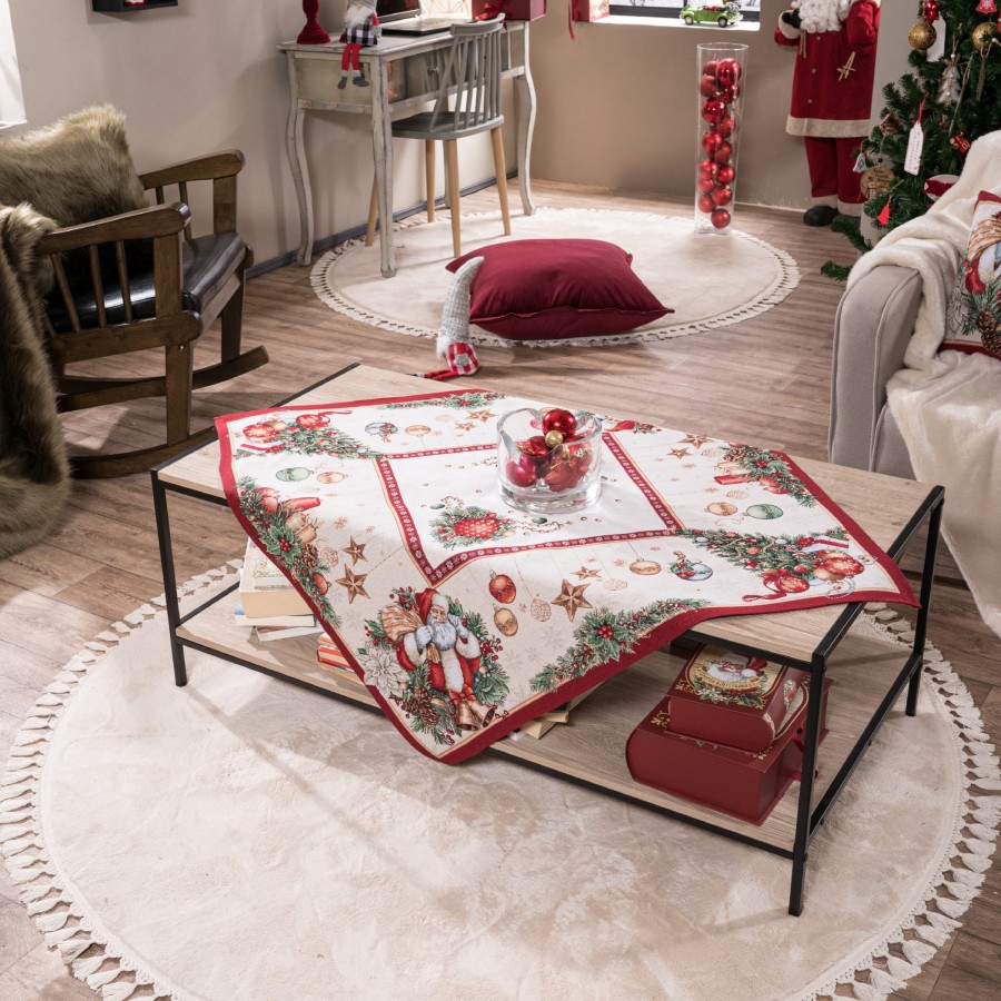 Σετ Χριστουγεννιάτικο Καρέ 100x100cm & Τραβέρσα 40x100cm Rhoden Teoran