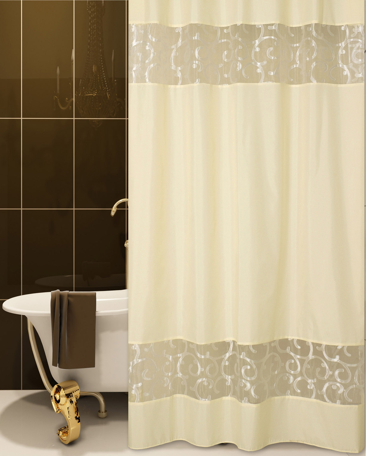 Κουρτίνα Μπάνιου Με Κρίκους 180x180 SC 007 Beige San Lorentzo