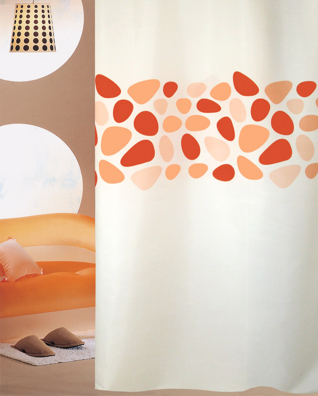 Κουρτίνα Μπάνιου Με Κρίκους 180x200 Pebbles Orange San Lorentzo
