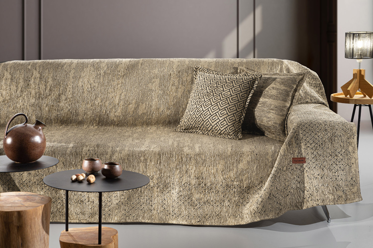 Ριχτάρι Διθέσιου Καναπέ Cotton - Chenille 180x250 Nobel Natural Guy Laroche